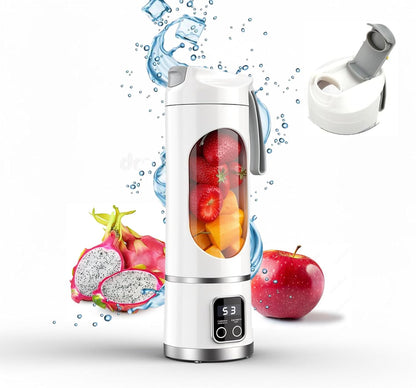 Portable Blender, 12-Blade Cordless Smoothie Maker, 15.2Oz with Ice Crush Power, USB-C Rechargeable, Leakproof, Bpa-Free, Self-Cleaning for Shakes, Protein, Juices, Frozen Fruit (White, 7.4V)