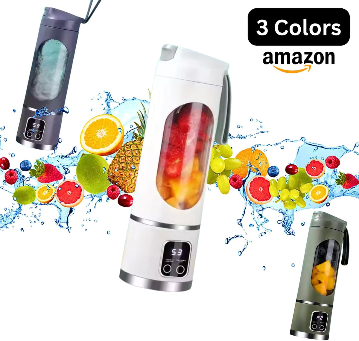 Portable Blender, 12-Blade Cordless Smoothie Maker, 15.2Oz with Ice Crush Power, USB-C Rechargeable, Leakproof, Bpa-Free, Self-Cleaning for Shakes, Protein, Juices, Frozen Fruit (White, 7.4V)