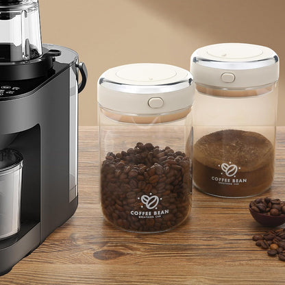 2 Pack 37Oz Coffee Canister with Scoop,Glass Storage Airtight Container | with One-Way Valve Airtight Lid Date Tracker Storage Container for Grounds Beans Tea Cereal Sugar Flour Cookies