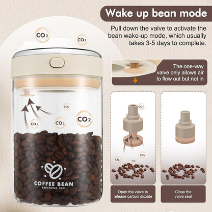 2 Pack 37Oz Coffee Canister with Scoop,Glass Storage Airtight Container | with One-Way Valve Airtight Lid Date Tracker Storage Container for Grounds Beans Tea Cereal Sugar Flour Cookies